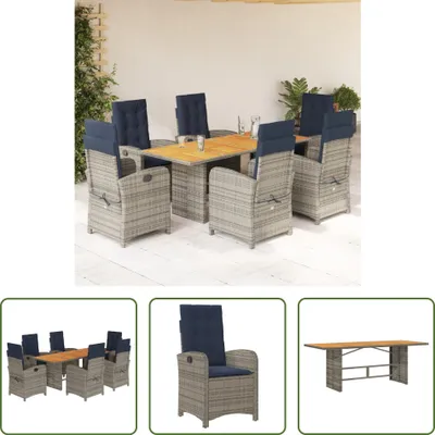 Produktbild von The Living Store 7-tlg. Garten-Essgruppe mit Kissen Beige Poly Rattan