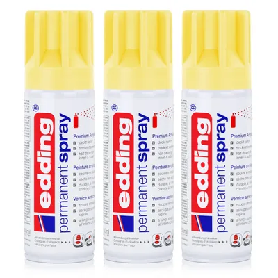 Produktbild von edding Permanent Spray pastellgelb 200 ml Premium Acryllack (3er Pack)