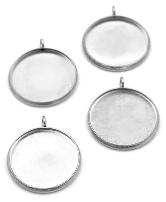 Produktbild von Vintageparts Fassungen 304 Edelstahl platinfarben rund 20 mm für Ohrringe und Anhänger, 4 Stück