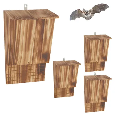 Immagine prodotto di Set di 4 scatole per pipistrelli, legno di abete fiammato