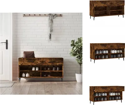 Produktbild von vidaXL Schuhbank Räuchereiche 102x35x55 cm Holzwerkstoff -  Schuhregale & -schränke