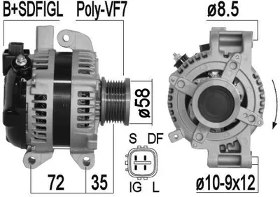 Produktbild von ERA 209370A Lichtmaschine Generator LiMa 100A 14V für TOYOTA AURIS (NRE15, ZZE15, ADE15, ZRE15, NDE15) AVENSIS Station Wagon (ZRT27, ADT27)