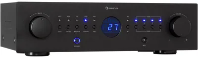 Obrázok produktu pre Auna zosilňovač, HiFi stereo mini zosilňovač, HiFi zosilňovač s ovládaním basov a výšok, 4-kanálový audio zosilňovač, stereo zosilňovač a reproduktor s diaľkovým ovládaním a AUX vstupom, AV prijímač