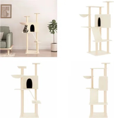 Produktbild von vidaXL Kratzbaum mit Sisal Kratzsäulen Creme 143 cm - Kratzbaum - Kratzbäume - Katzenturm - Katzenmöbel