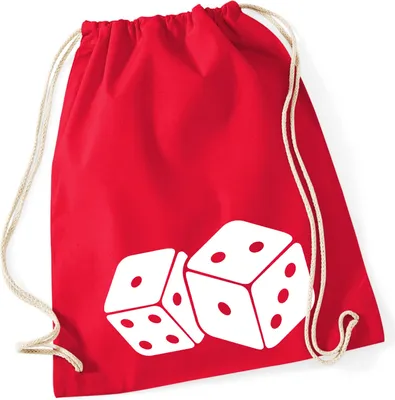 Produktbild von Huuraa Turnbeutel Würfel Dice 12 Liter Classic Red Baumwolle Rucksack Geschenkidee