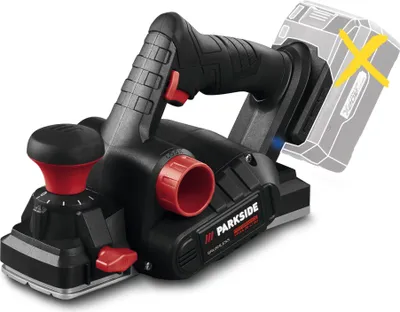 A cordless electric planer is shown from a three-quarter angle on a white background.