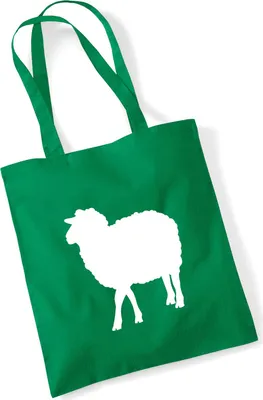 Produktbild von Huuraa Jutebeutel Schaf Silhouette 10 Liter Kelly Green Baumwolle Tasche Geschenkidee