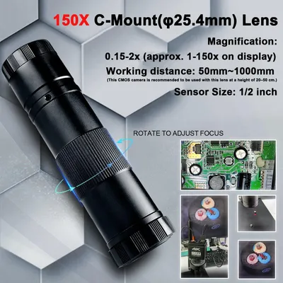 Zdjęcie produktu dla Cyfrowy mikroskop 150x z rozdzielczością 4K 60MP - złącza USB i HDMI - profesjonalne narzędzie do inspekcji