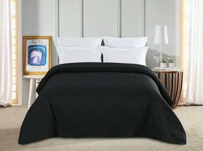 Produktbild von FEBE Tagesdecke Bettüberwurf Schwarz 200 X 220 cm Überwurfdecke Sofadecke Sofaüberwurf Flauschig Mikrofaser Zimmer Deko Throw Blanket