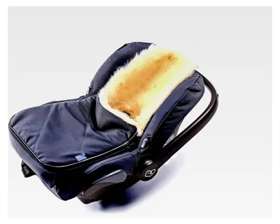 Produktbild von Kuscheliger Fußsack für Babyschale, universell einsetzbar aus echtem Lammfell, geeignet für Tragetasche, Kinderwagen und Buggy, Farbe: navy blue