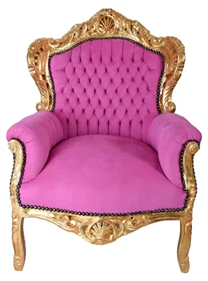 Produktbild von XXL Barock Sessel Gold-Pink, Polster, geschnitzt, ca. 116 cm hoch, 80 cm breit