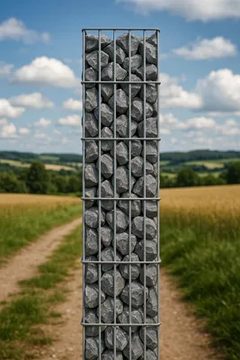 Obrázek produktu pro Obdélníkový žárově zinkovaný gabionový sloup, 27,3 cm x 27,3 cm, výška 200 cm, MW 5 cm x 20 cm, drát 8/6 mm