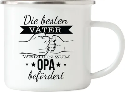 Produktbild von Nur Die Besten Papas Werden Zum Opa Befördert Emaille Tasse Ankündigung Enkelkinder Du Wirst Opa