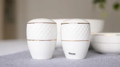 Produktbild von Wilmax Salz- & Pfefferstreuer Set mit Goldlinien – Weiß & Gold – WL-880102555/SP