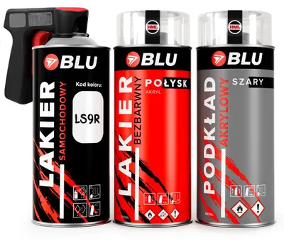 Zdjęcie produktu dla Lakier samochodowy LS9R biały glacierwhite klar podkład spray BLU do Audi