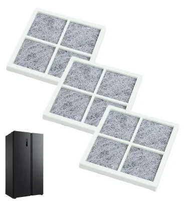 Kühlschrank-Luftfilter, 3er-Set, Ersatzfilter, Aktivkohle, 82x82x8 mm
