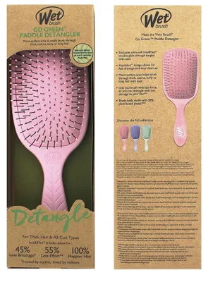 Imagen del producto de Cepillo desenredante tipo peine "Go Green" de Wet Brush, color rosa