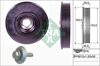 Produktbild von INA Riemenscheibensatz Kurbelwelle 544 0079 20 für FORD Fiesta Mk6 Schrägheck (JA8, JR8) 34mm 153mm