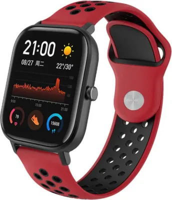 Produktbild von Strap-it Xiaomi Amazfit GTS Sportarmband (Rot/Schwarz)