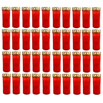 Produktbild von 40er Set XL Grablicht Rot Grabkerze mit Deckel Großer Grabbrenner Grablaterne Grableuchte Grablampe Dauerbrenner