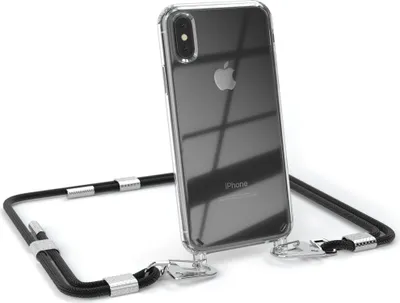 Produktbild von EAZY CASE Handykette für Apple iPhone X / XS, Transparente Silikonhülle mit Band, Clear Case, abnehmbar in  Schwarz
