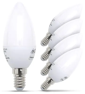 Immagine prodotto di Lampadine LED luce calda, 5W (equivalente a 40W), attacco E14, confezione da 5, 470 lumen, 3000 K, luci a candela per plafoniere e lampade