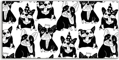 Produktbild von Coloray Glasbild 140x70  Wandbild Glasbilder Deko Glückliche Hunde Tiere Bulldogge