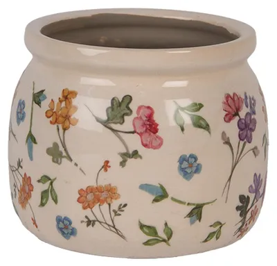 Productafbeelding van Clayre & Eef bloempot, diameter 12 cm, hoogte 10 cm, beige, keramiek, voor bloemen