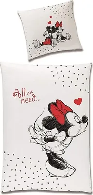 Produktbild von Partnerbettwäsche Mickey & Minnie Mouse 135x200 80x80 cm aus 100% Baumwolle