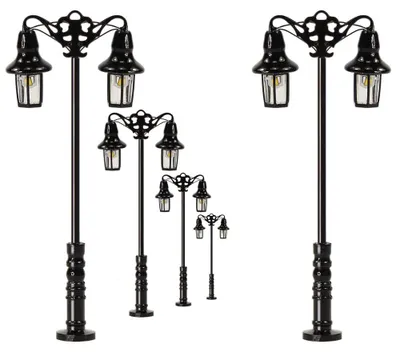 5 St. Modellbahn Zwei-Kopf-Lampe 1:150, 47 mm, LED