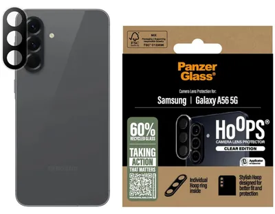 Obrázek produktu pro PanzerGlass ® Hoops® Camera Lens Protector Transparent Samsung Galaxy A56 5G, Samsung, Samsung - Galaxy A56 5G, Aplikace nasucho, Odolné proti poškrábání, Odolný proti nárazům, Průhledná, 1 kusů