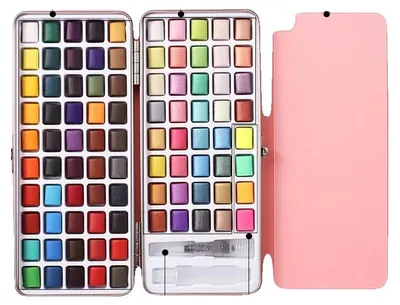 Image de Coffret de peinture à l'eau, 90 couleurs, pinceaux-crayons de voyage, 90 couleurs