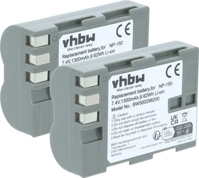 Produktbild von vhbw 2x Akku kompatibel mit Fujifilm FinePix S5 Pro Kamera (1300 mAh, 7,2 V, Li-Ion)