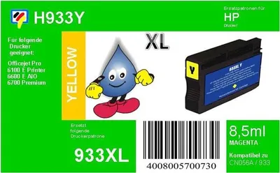 Produktbild von HP933Y - TiDis Ersatzpatrone yellow - mit 8,5ml Inhalt ersetzt CN056AE/HP933YXL
