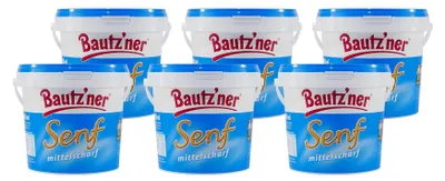 Produktbild von Bautzner Senf im Eimer -mittelscharf- (6 x 1,0L)