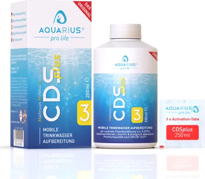 Produktbild von AQUARIUS pro life ® - CDSplus 250 ml - patentierte Chlordioxid Lösung I CDL Tropfen I Chlorine Dioxide Solution I auf Wunsch aktivierbar I Das Original