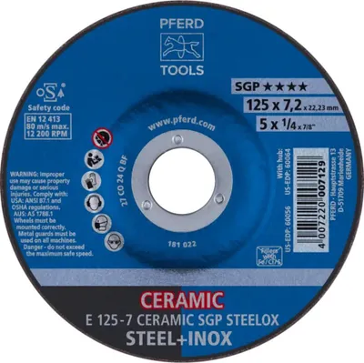Productafbeelding van PFERD 62212300, 12,5 cm, 2,22 cm, 7,2 mm, 12200 omwentelingen per minuut, 10 stuks
