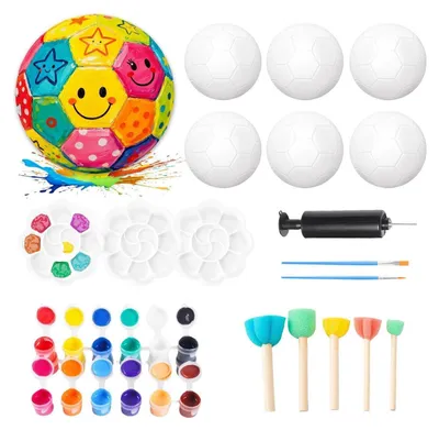 Produktbild von Fußball Bastelset Kinder DIY Malset mit Pigment Aufkleber 6 Fußbälle
