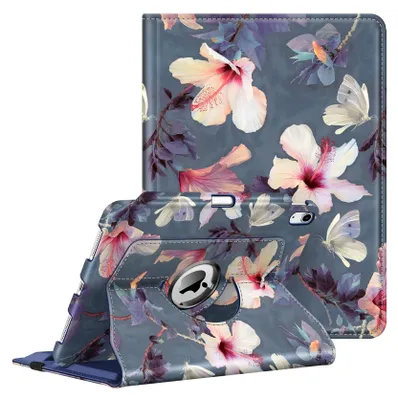 Produktbild von Fintie Hülle für iPad 11 Generation 11 Zoll 2025 (A16), iPad 10 Generation 10.9 Zoll 2022 mit Pencil Halter - Schutzhülle Cover mit 360 Grad drehbarem Ständer und Auto Schlaf/Wach, Hibiskus