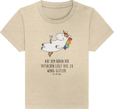 Produktbild von Mr. & Mrs. Panda  T-Shirt Einhorn Cocktail 12. - 18. Monat - Natural Raw - Geschenk, Spaß, Kinder, Spruch, Baby Baumwollshirt, Rum, Unicorn, Jerseyshirt, Party