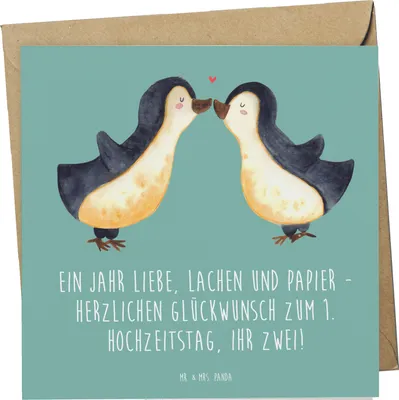 Produktbild von Mr. & Mrs. Panda Grußkarte 1. Hochzeitstag Papierhochzeit - Meeresbrise - Geschenk, doppelkarte, Heiraten, Liebesfeier, Hochzeitsspruch, Ehe, Geschenke, anlasskarte