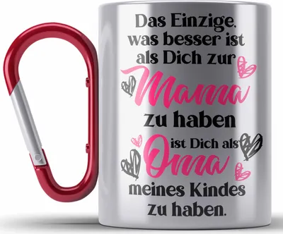 Produktbild von Trendation - Mutter Geschenk Mama Edelstahl Tasse Karabiner Muttertag Muttertagsgeschenk Mama Edelstahl Tasse Karabiner Spruch Karabiner Edelstahl Tasse Karabiner Edelstahl Spruch (Rot)