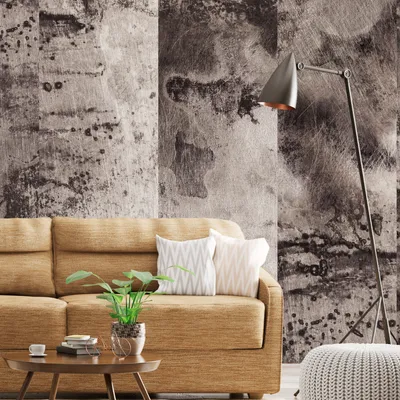 Produktbild von PURO TAPETE - Realistische Tapete ohne Rapport und Versatz 10m Vlies Tapetenrolle Wandtapete modern design Fototapete - Blech Braun grau f-A-0708-j-a