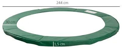 Obrázek produktu pro Ochranný kryt na trampolínu – bezpečnostní obvodový kryt, průměr 244 cm – kruhový – odolný vůči povětrnostním vlivům – odolný vůči UV záření – zelený