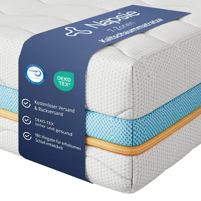 Zdjęcie produktu dla Materac NAPSIE, 7-strefowy, 90x200 cm | Twardość H3 i H2 | Dwustronny | Ergonomiczna konstrukcja