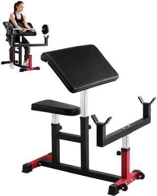 Immagine prodotto di VEVOR Preacher Curlbank Macchina per bicipiti per allenamento della forza, (carico massimo 200 kg) Attrezzo fitness domestico, stazione per bicipiti per bilanciere e manubri da seduti, panche pesi regolabili