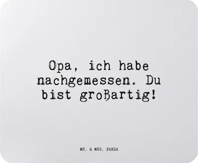 Produktbild von Mr. & Mrs. Panda Mouse Pad Opa, ich habe nachgemessen.... - Aquarellblau - Geschenk, Opa, Geburtstag, laptop mousepad, mauspad, Danke, Sprüche, Opi, mousematte