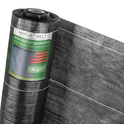 Produktbild von BODENGEWEBE 100g/m² 0,6m x 100m Bändchengewebe Unkrautblocker Mulchfolie