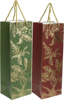 Produktbild von Festliche Geschenktüten für edle Flaschen mit weihnachtlichen Motiven, 2 Stück
