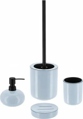Immagine prodotto di TENDANCE | Accessori da bagno - Set da bagno - Arredobagno - blu - in gres - Set da 4 pezzi - Set da bagno